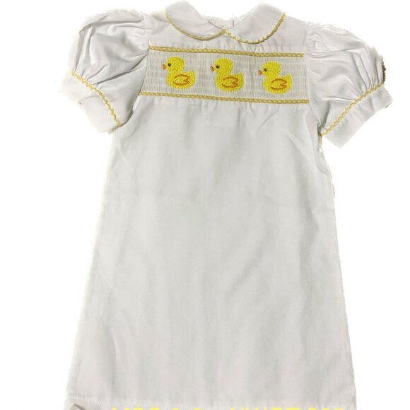 MSC Smocked Yellow Rubber Ducky day gown layette day gown 0-6m NEW duck Easter - Picture 1 of 4